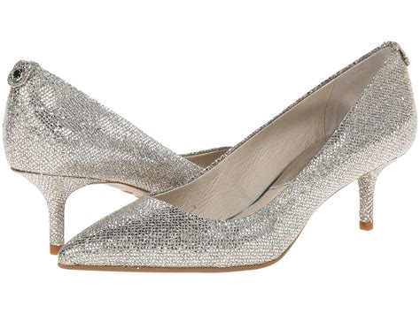 michael kors gray leather high heels|Michael Kors silver kitten heels.